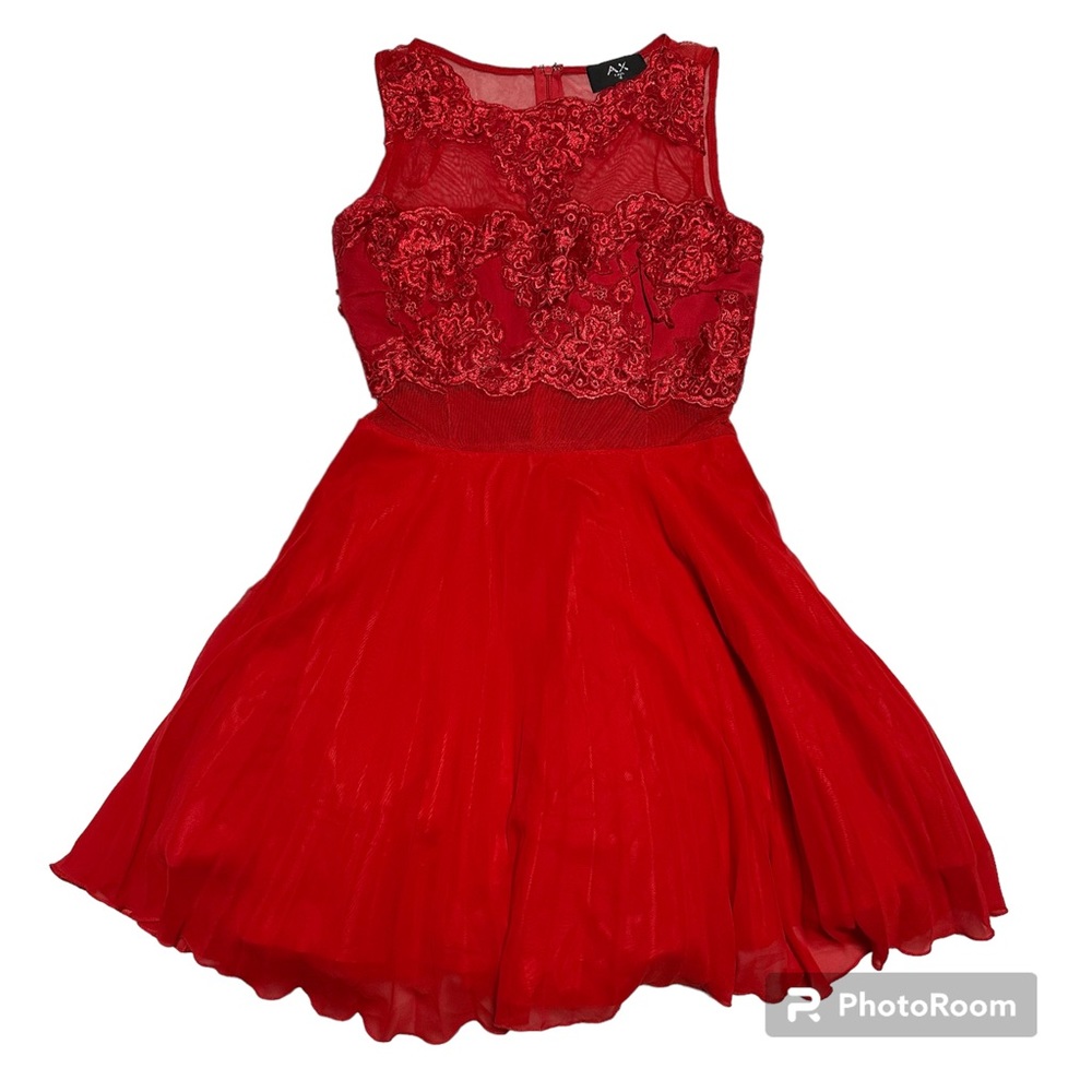 AX Paris Red Lace Skater Sleeveless Flair Dress